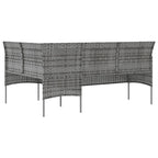 Sofa in L-Form mit Kissen Poly Rattan Grau