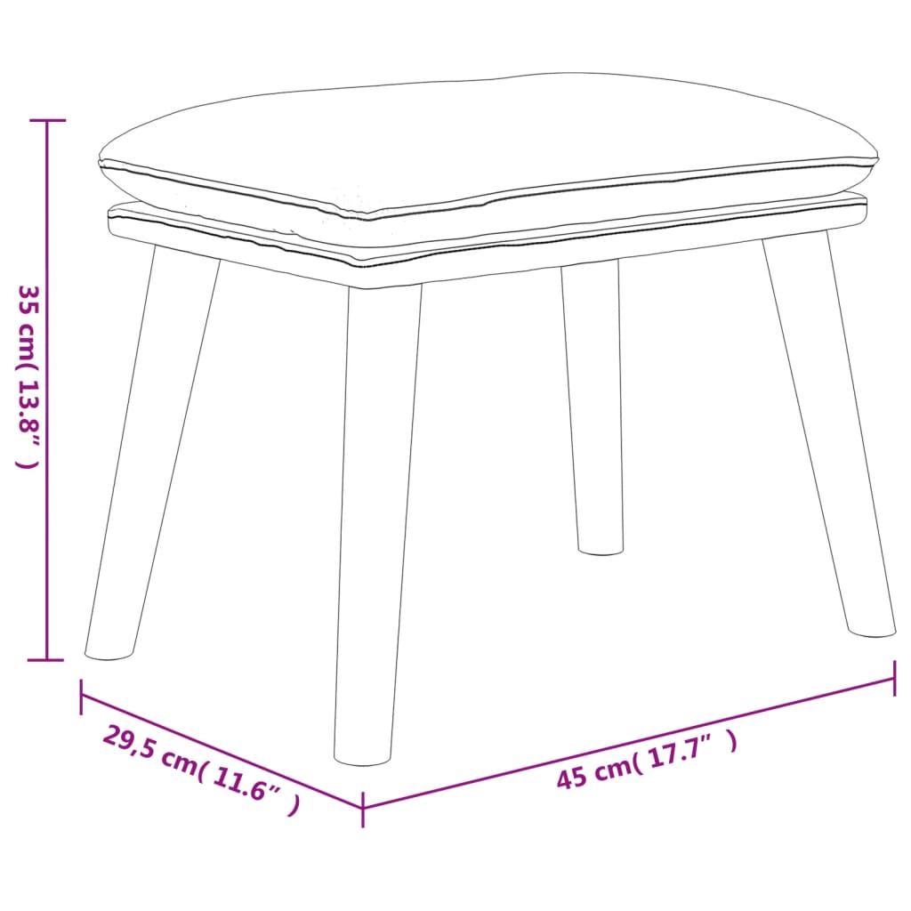 Fußhocker Creme 45x29,5x35 cm Stoff und Kunstleder