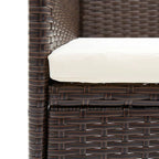 5-tlg. Garten-Essgruppe mit Kissen Poly Rattan Braun
