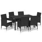 7-tlg. Garten-Essgruppe mit Kissen Poly Rattan Schwarz