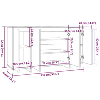 Sideboard Braun Eichen-Optik 135x41x75 cm Holzwerkstoff