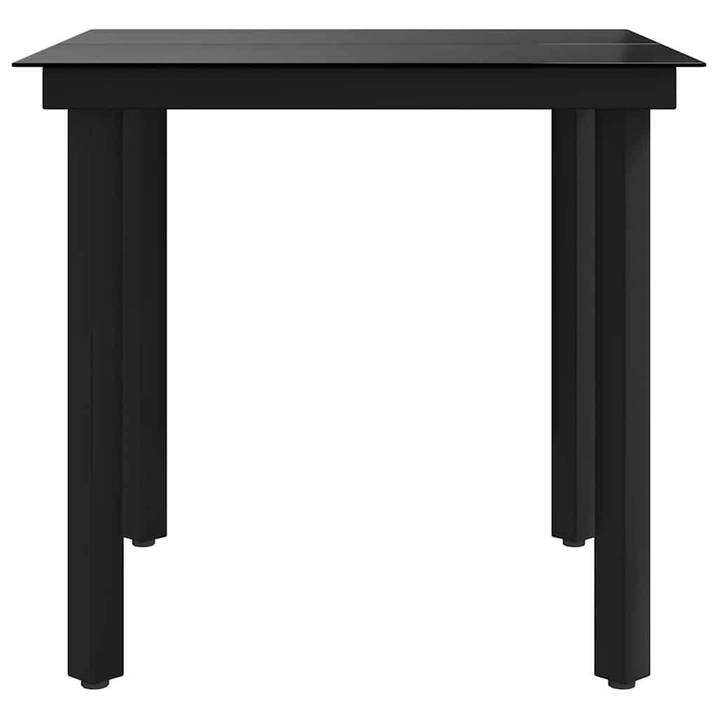 Garten-Esstisch Schwarz 80x80x74 cm Stahl und Glas