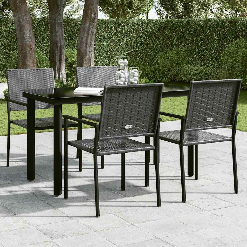 Garten-Esstisch Schwarz 140x70x74 cm Stahl und Glas