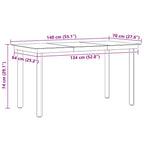 Garten-Esstisch Schwarz 140x70x74 cm Stahl und Glas