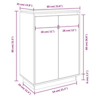 Schuhschrank Weiß 60x35x80 cm Massivholz Kiefer