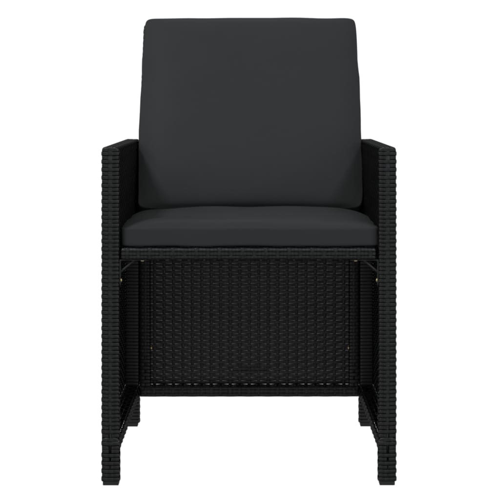 9-tlg. Garten-Essgruppe mit Kissen Poly Rattan Schwarz
