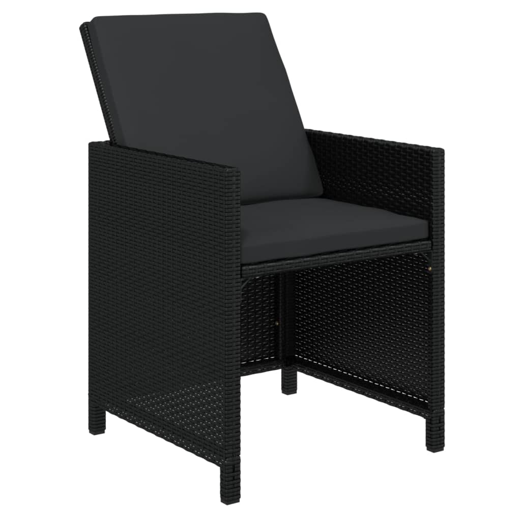 15-tlg. Garten-Essgruppe mit Kissen Poly Rattan Schwarz