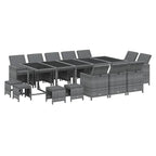 15-tlg. Garten-Essgruppe mit Kissen Poly Rattan Grau