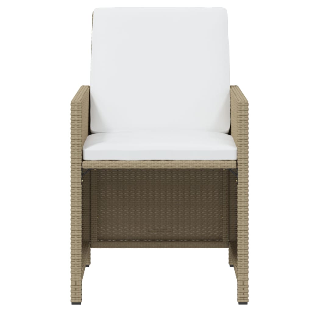 11-tlg. Garten-Essgruppe mit Kissen Poly Rattan Beige