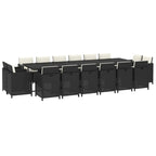 17-tlg. Garten-Essgruppe mit Kissen Poly Rattan Schwarz