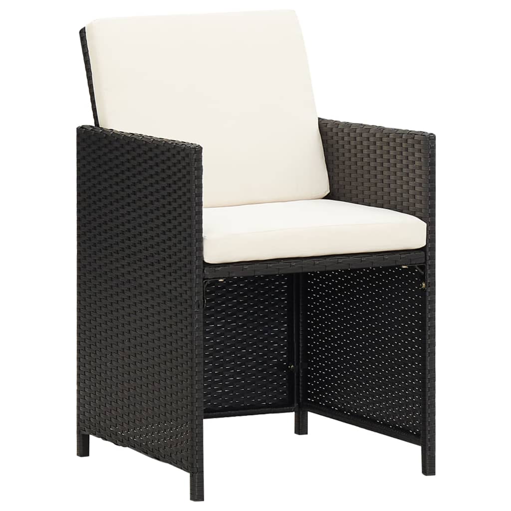 19-tlg. Garten-Essgruppe mit Kissen Schwarz Poly Rattan
