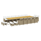 19-tlg. Garten-Essgruppe mit Kissen Poly Rattan Beige