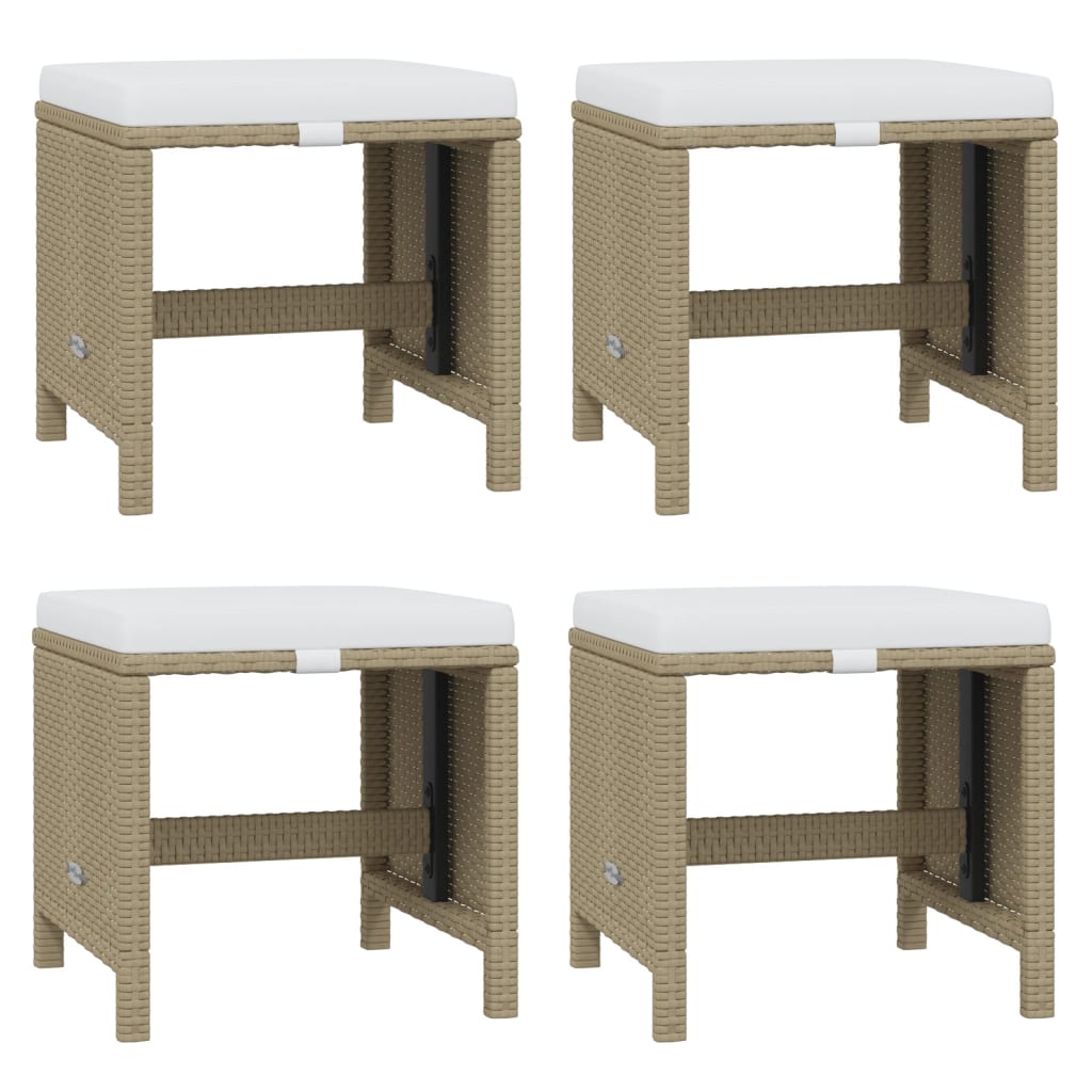 19-tlg. Garten-Essgruppe mit Kissen Poly Rattan Beige
