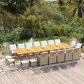 19-tlg. Garten-Essgruppe mit Kissen Poly Rattan Beige