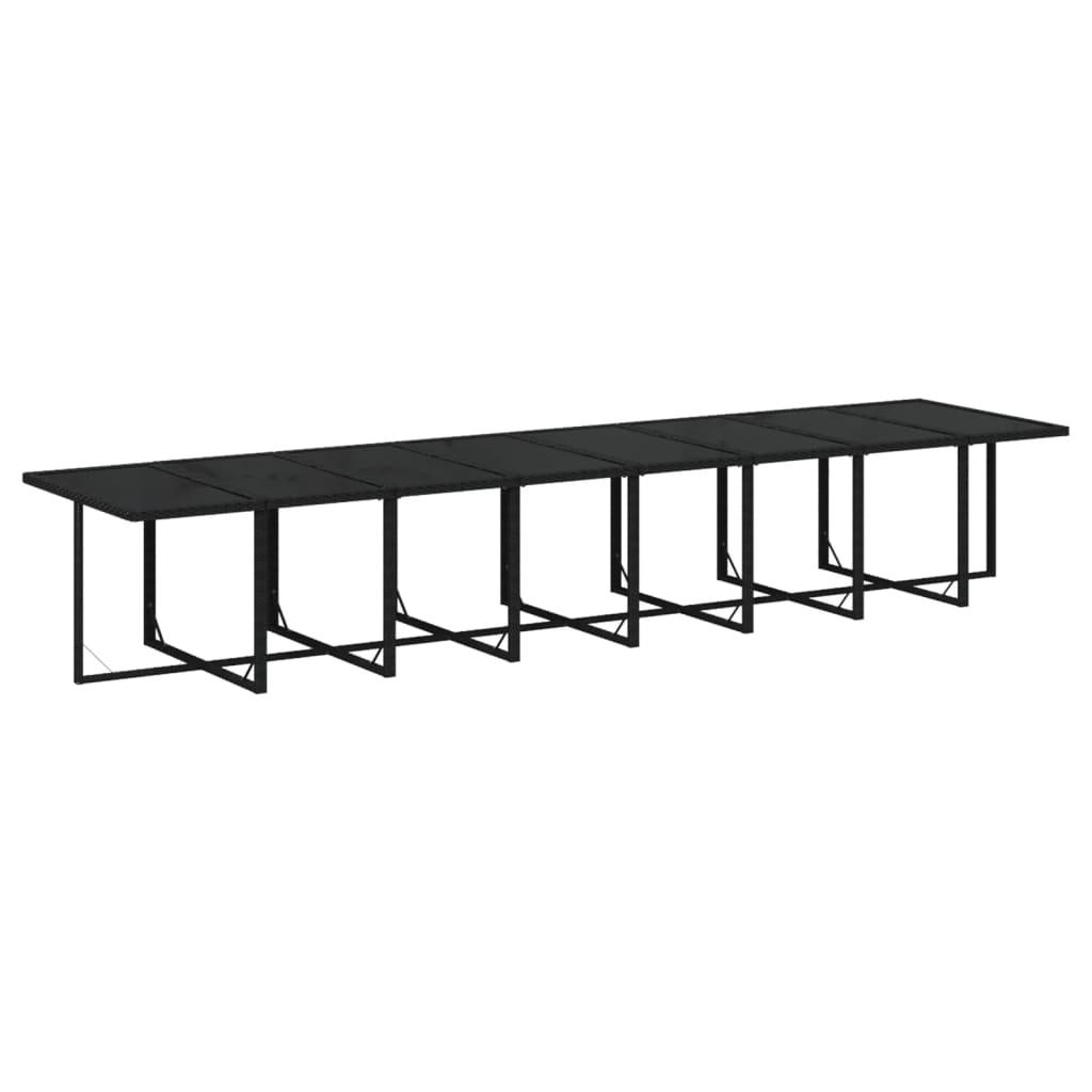 17-tlg. Garten-Essgruppe mit Kissen Schwarz Poly Rattan