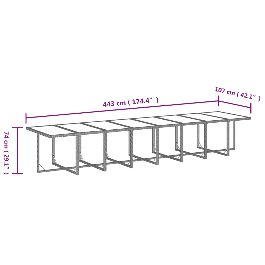 21-tlg. Garten-Essgruppe mit Kissen Schwarz Poly Rattan