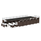 21-tlg. Garten-Essgruppe mit Kissen Poly Rattan Braun