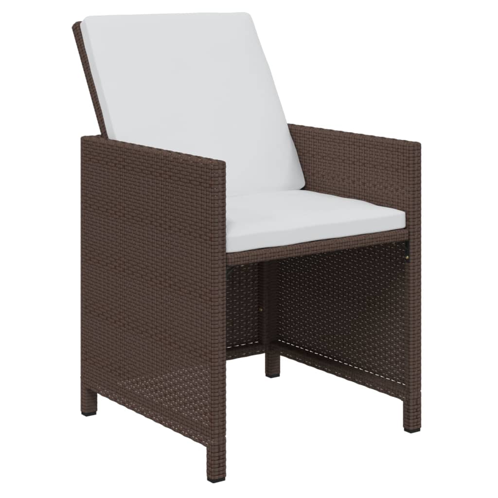 21-tlg. Garten-Essgruppe mit Kissen Poly Rattan Braun