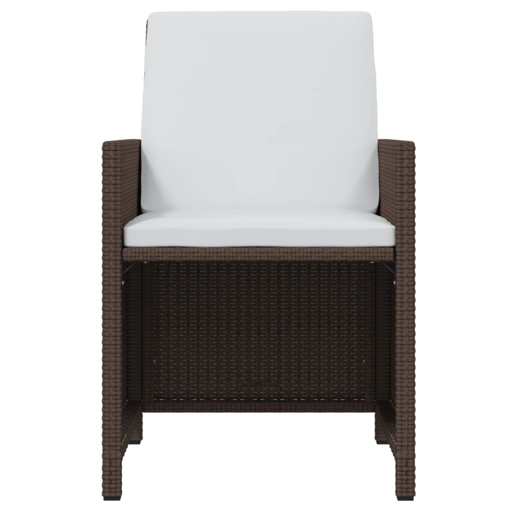 21-tlg. Garten-Essgruppe mit Kissen Poly Rattan Braun
