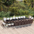21-tlg. Garten-Essgruppe mit Kissen Poly Rattan Braun