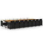 17-tlg. Garten-Essgruppe mit Kissen Schwarz Poly Rattan