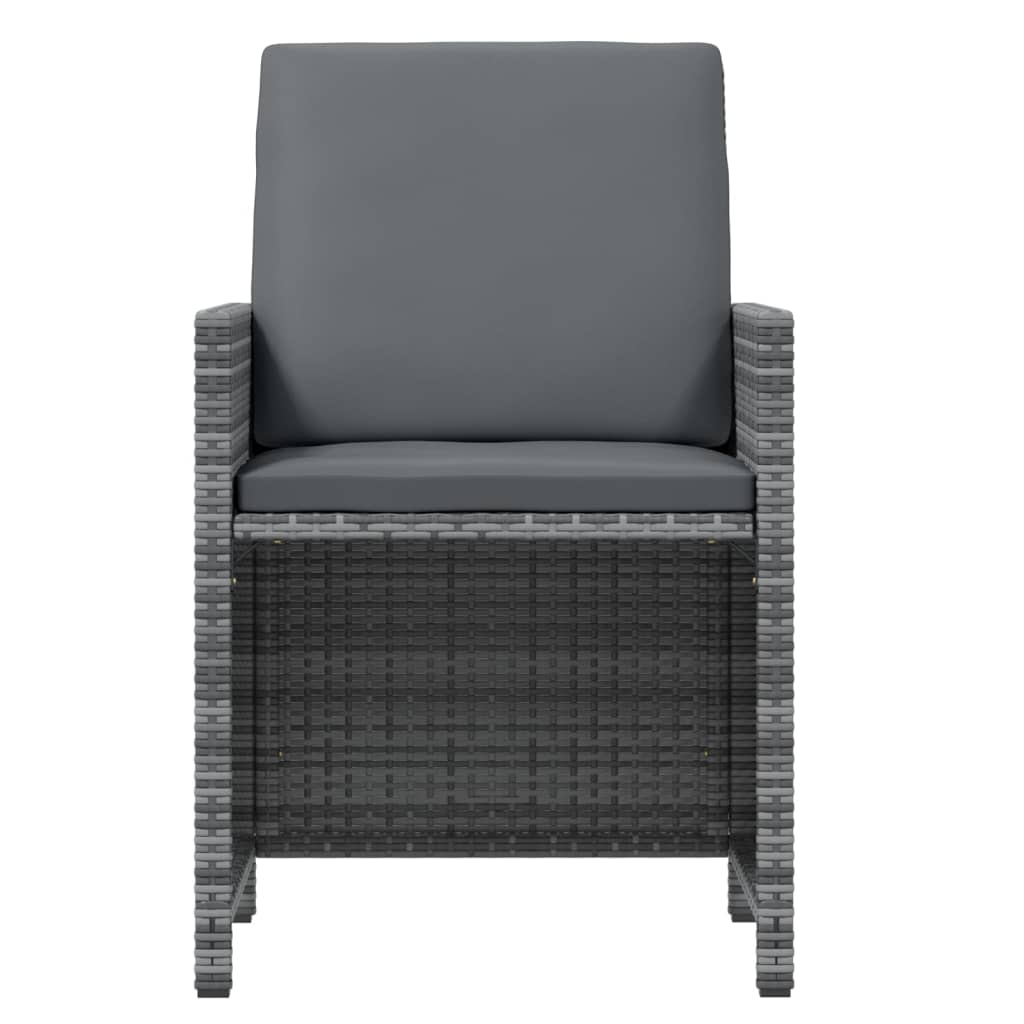 21-tlg. Garten-Essgruppe mit Kissen Grau Poly Rattan