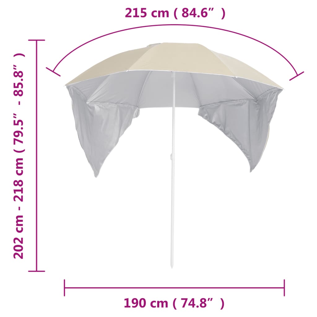 Strandschirm mit Seitenteilen Sandfarbe 215 cm