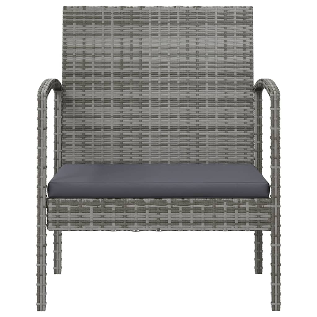 8-tlg. Garten-Lounge-Set mit Auflagen Poly Rattan Grau
