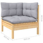 2-Sitzer-Gartensofa mit Grauen Kissen Massivholz Kiefer