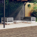 6-tlg. Garten-Lounge-Set mit Anthrazit Kissen Kiefernholz