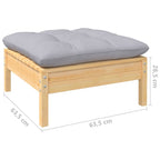 5-tlg. Garten-Lounge-Set mit Grauen Kissen Kiefernholz