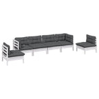 6-tlg. Garten-Lounge-Set mit Kissen Kiefer Massivholz