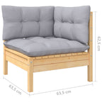 6-tlg. Garten-Lounge-Set mit Grauen Kissen Kiefer Massivholz