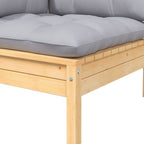 8-tlg. Garten-Lounge-Set mit Grauen Kissen Kiefer Massivholz