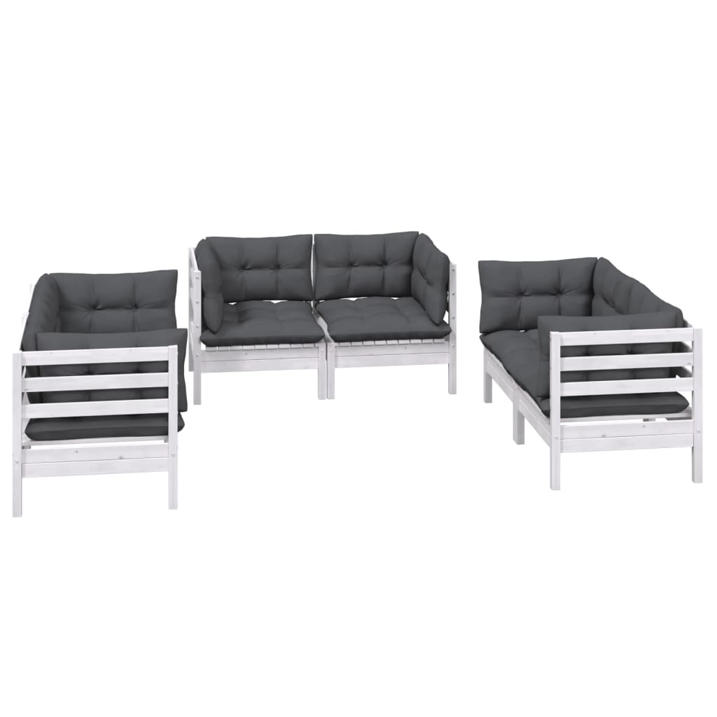 6-tlg. Garten-Lounge-Set mit Kissen Massivholz Kiefer
