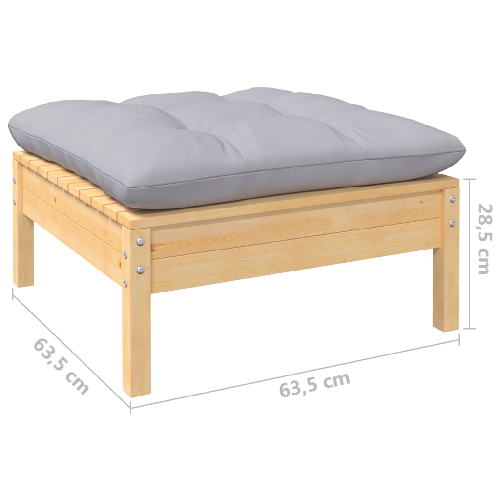 5-tlg. Garten-Lounge-Set mit Grauen Kissen Kiefernholz