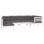 6-tlg. Garten-Lounge-Set mit Kissen Weiß Kiefernholz