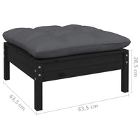 7-tlg. Garten-Lounge-Set mit Kissen Schwarz Kiefer Massivholz