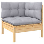 5-tlg. Garten-Lounge-Set mit Grauen Kissen Kiefer Massivholz