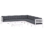 8-tlg. Garten-Lounge-Set mit Kissen Weiß Kiefer Massivholz