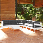 8-tlg. Garten-Lounge-Set mit Kissen Weiß Kiefer Massivholz