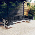 7-tlg. Garten-Lounge-Set mit Kissen Weiß Kiefer Massivholz