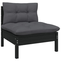 11-tlg. Garten-Lounge-Set mit Kissen Schwarz Kiefer Massivholz