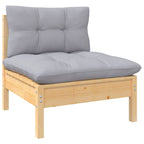 11-tlg. Garten-Lounge-Set mit Grauen Kissen Kiefer Massivholz