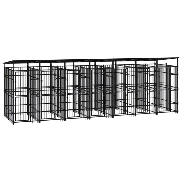 Outdoor-Hundezwinger mit Dach Stahl 12,9 m²