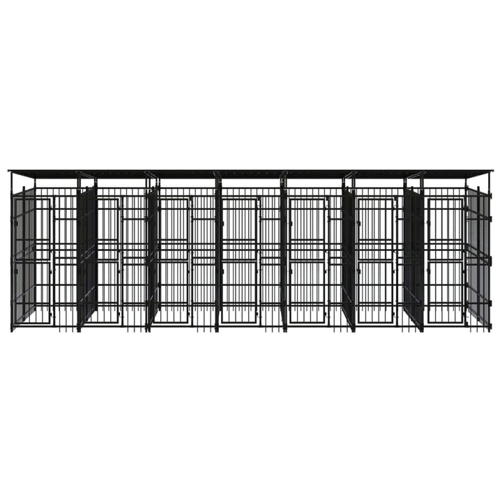 Outdoor-Hundezwinger mit Dach Stahl 12,9 m²