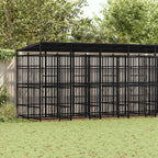 Outdoor-Hundezwinger mit Dach Stahl 14,75 m²