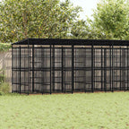 Outdoor-Hundezwinger mit Dach Stahl 18,43 m²