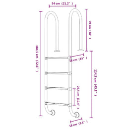 vidaXL Pool-Leiter 54x38x184,5 cm Edelstahl 304