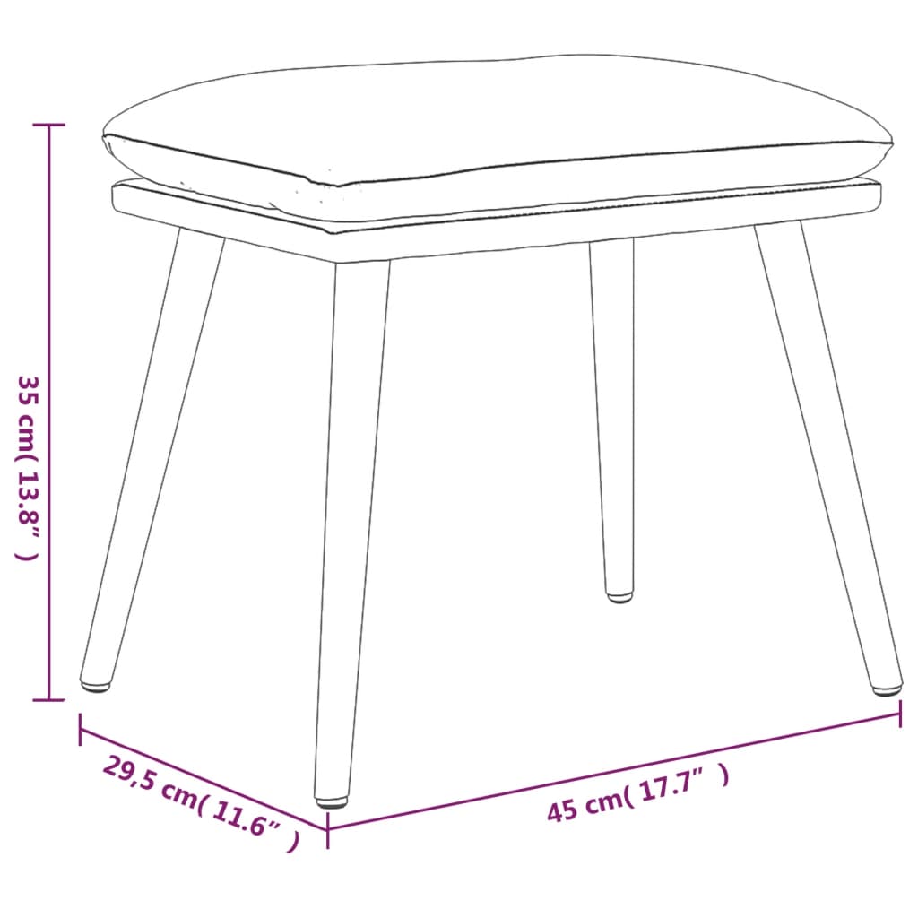 Relaxsessel mit Hocker Hellgrau Samt